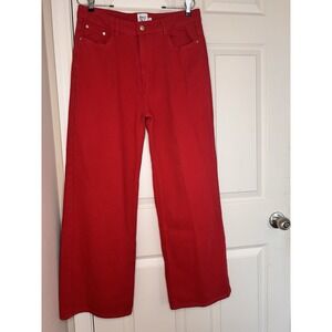 Princess Polly Red Wide Leg‎ 28 Inseam Jeans High Rise Denim Pants Size 12